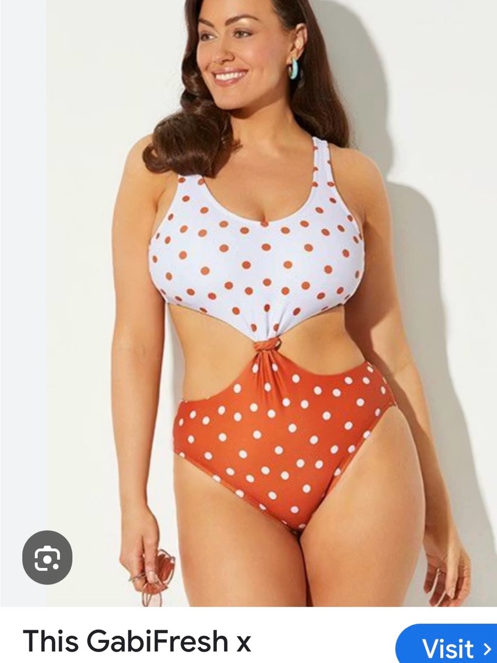 GabiFresh Monokini Polka Dot Swimsuit in White and Orange